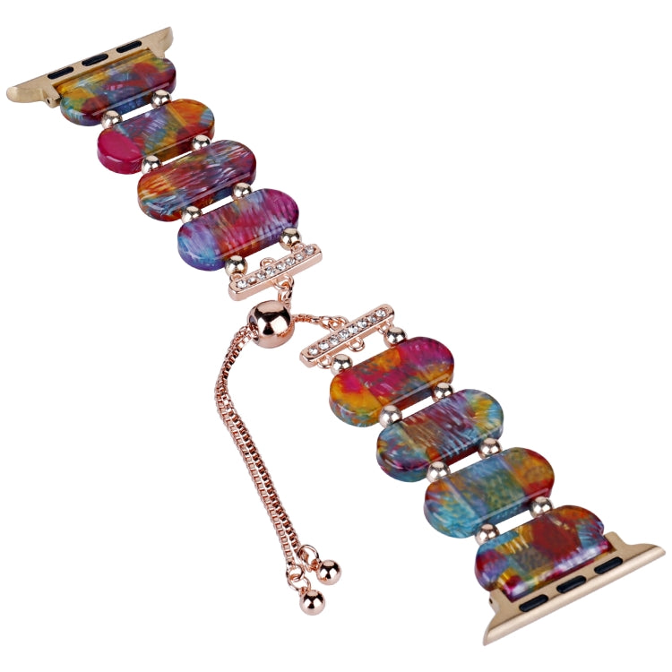 For Apple Watch Series 5 40mm Resin Retractable Chain Watch Band(Pearlescent Rainbow) - Watch Bands by PMC TechLife | Online Shopping South Africa | PMC TechLife