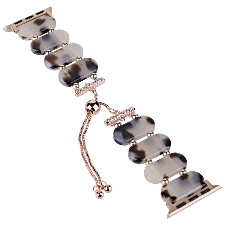 For Apple Watch Series 4 44mm Resin Retractable Chain Watch Band(Brown White) - Watch Bands by PMC TechLife | Online Shopping South Africa | PMC TechLife