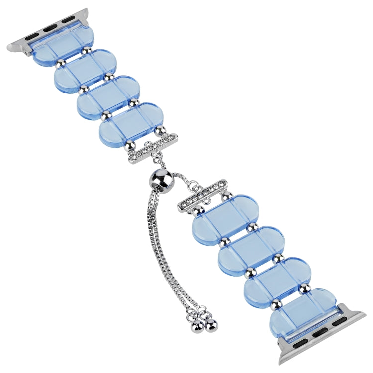 For Apple Watch Series 2 42mm Resin Retractable Chain Watch Band(Blue) - Watch Bands by PMC TechLife | Online Shopping South Africa | PMC TechLife