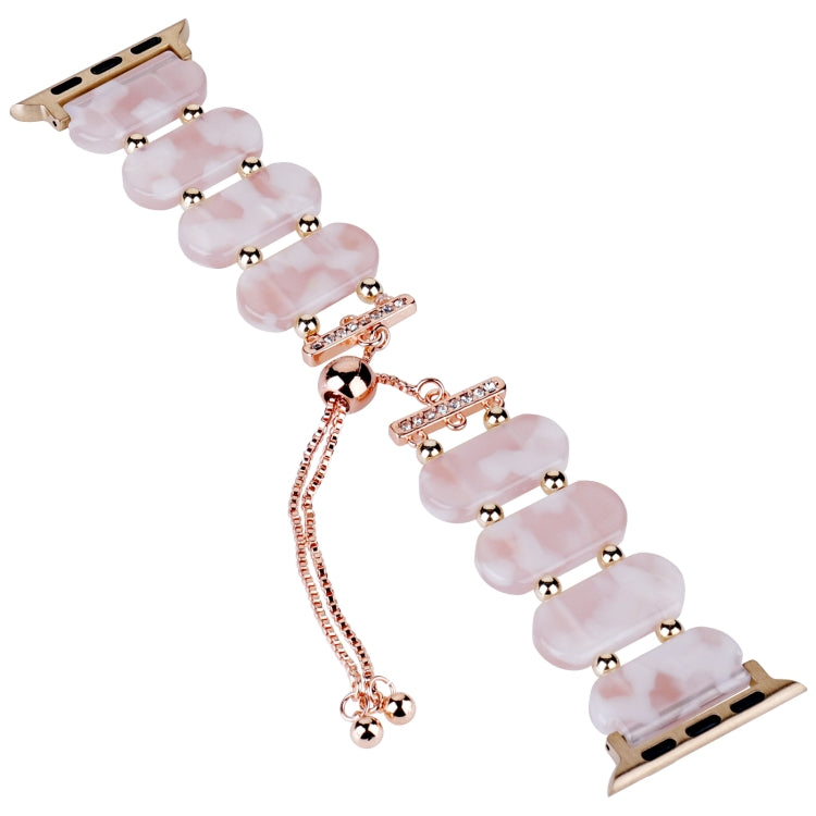 For Apple Watch Series 2 42mm Resin Retractable Chain Watch Band(Pink Flower) - Watch Bands by PMC TechLife | Online Shopping South Africa | PMC TechLife