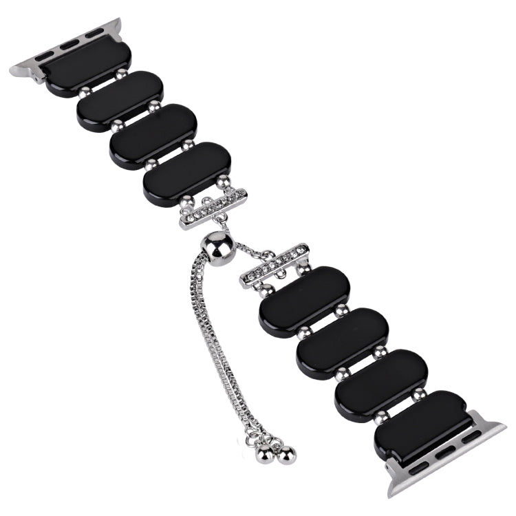 For Apple Watch 38mm Resin Retractable Chain Watch Band(Black) - Watch Bands by PMC TechLife | Online Shopping South Africa | PMC TechLife