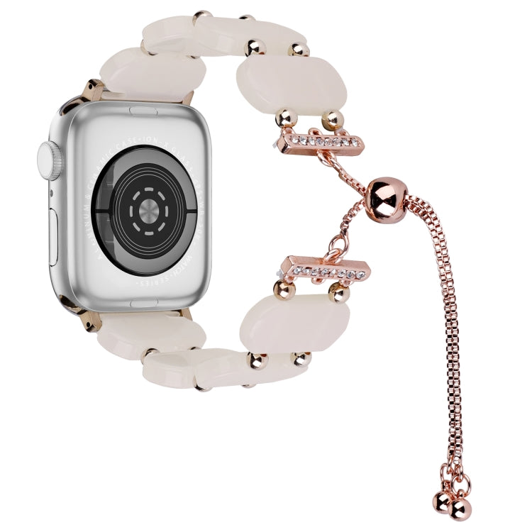 For Apple Watch 38mm Resin Retractable Chain Watch Band(Mermaid Pink) - Watch Bands by PMC TechLife | Online Shopping South Africa | PMC TechLife
