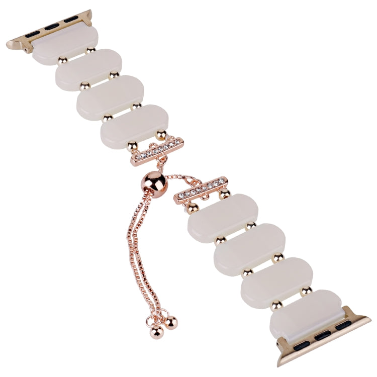 For Apple Watch 38mm Resin Retractable Chain Watch Band(Mermaid Pink) - Watch Bands by PMC TechLife | Online Shopping South Africa | PMC TechLife
