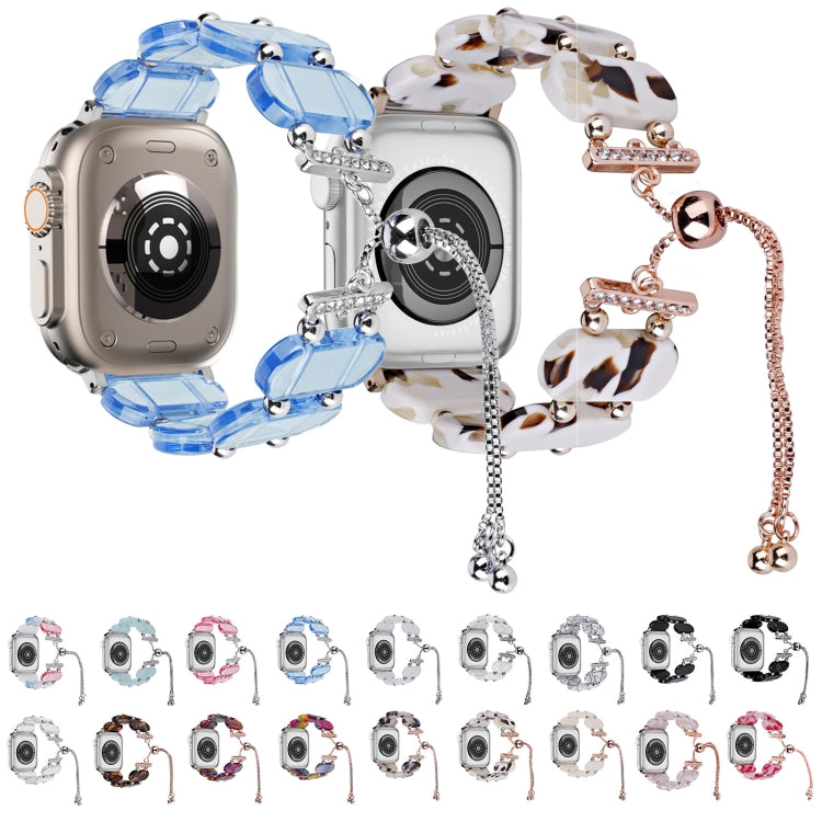 For Apple Watch Series 7 41mm Resin Retractable Chain Watch Band(Pearl White) - Watch Bands by PMC TechLife | Online Shopping South Africa | PMC TechLife