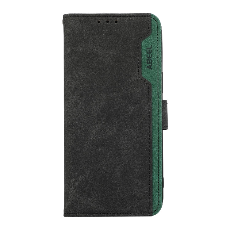 For iPhone 16 Plus ABEEL Color Block Magnetic RFID Leather Phone Case(Black-Green) - iPhone 16 Plus Cases by PMC Jewellery | Online Shopping South Africa | PMC Jewellery | Buy Now Pay Later Mobicred