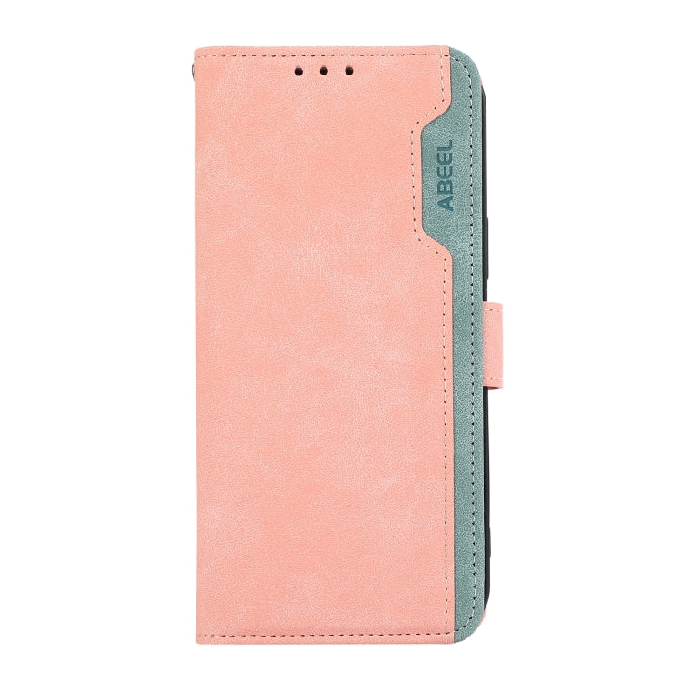 For iPhone 16 ABEEL Color Block Magnetic RFID Leather Phone Case(Pink-Cyan) - free shipping - PMC TechLife - Order now!