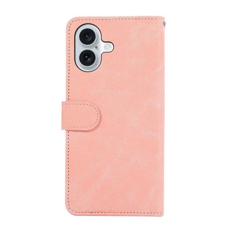 For iPhone 16 ABEEL Color Block Magnetic RFID Leather Phone Case(Pink-Cyan) - free shipping - PMC TechLife - Order now!
