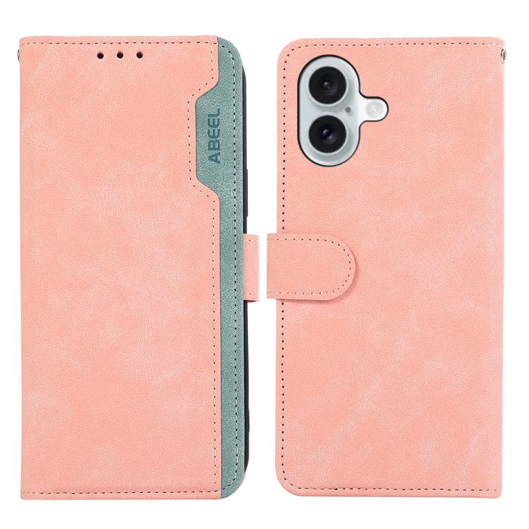 For iPhone 17 ABEEL Color Block Magnetic RFID Leather Phone Case(Pink-Cyan) - free shipping - PMc TechLife - Order now!