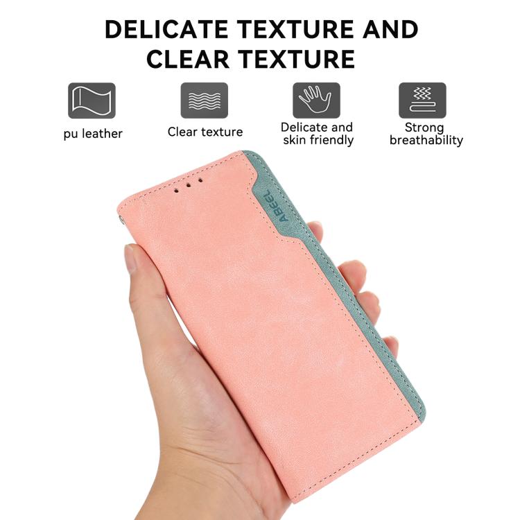 For iPhone 17 ABEEL Color Block Magnetic RFID Leather Phone Case(Pink-Cyan) - free shipping - PMc TechLife - Order now!