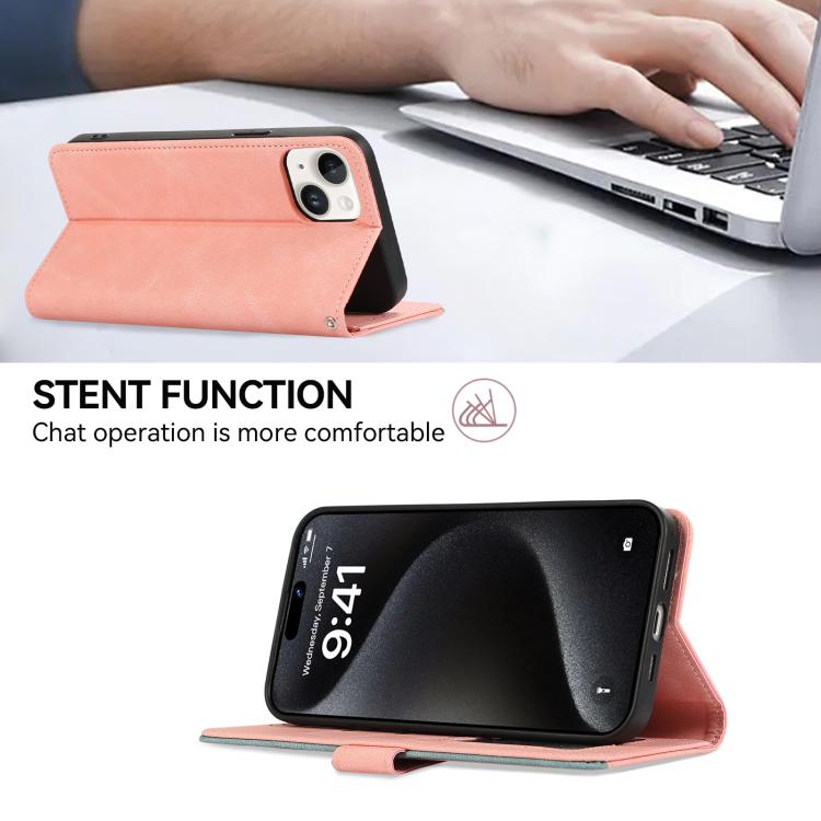 For iPhone 17 ABEEL Color Block Magnetic RFID Leather Phone Case(Pink-Cyan) - free shipping - PMc TechLife - Order now!