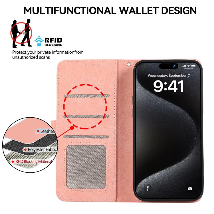 For iPhone 17 ABEEL Color Block Magnetic RFID Leather Phone Case(Pink-Cyan) - free shipping - PMc TechLife - Order now!