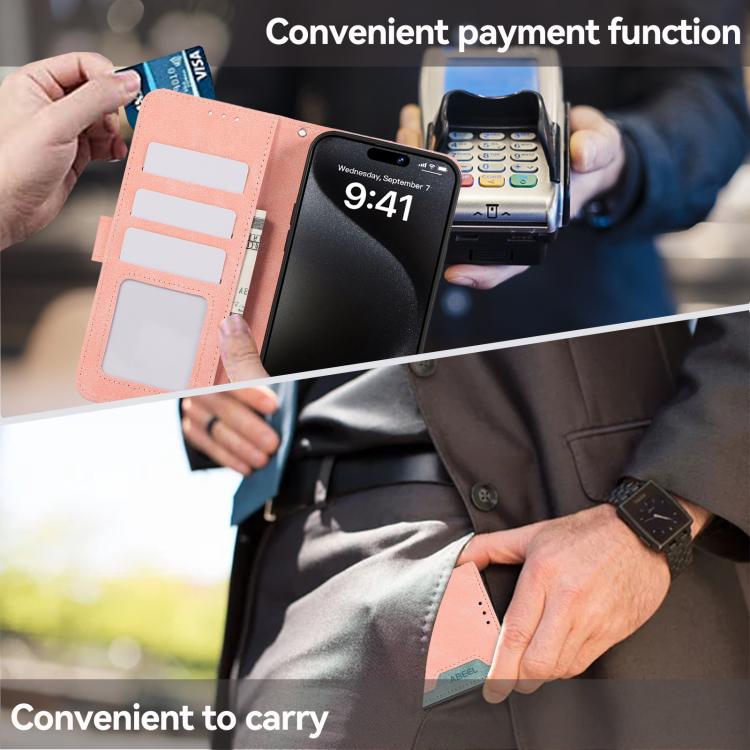 For iPhone 17 ABEEL Color Block Magnetic RFID Leather Phone Case(Pink-Cyan) - free shipping - PMc TechLife - Order now!