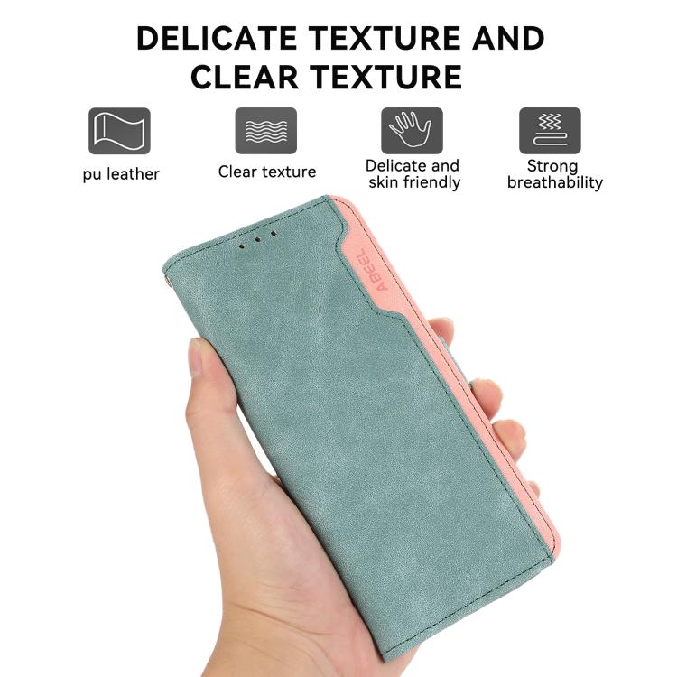 For iPhone 17 Air ABEEL Color Block Magnetic RFID Leather Phone Case(Cyan-Pink) - free shipping - PMc TechLife - Order now!