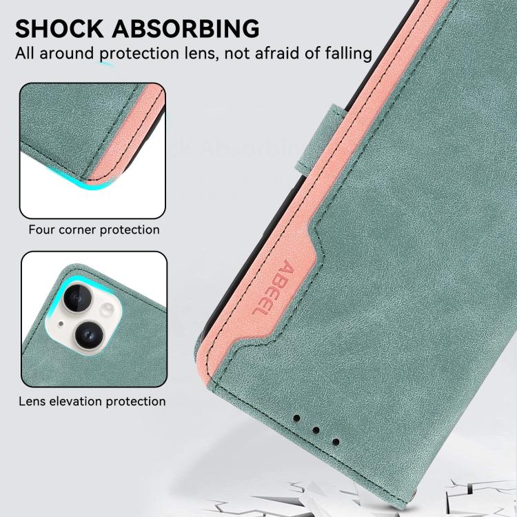 For iPhone 17 Air ABEEL Color Block Magnetic RFID Leather Phone Case(Cyan-Pink) - free shipping - PMc TechLife - Order now!