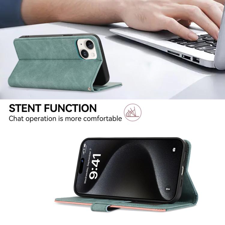 For iPhone 17 Air ABEEL Color Block Magnetic RFID Leather Phone Case(Cyan-Pink) - free shipping - PMc TechLife - Order now!