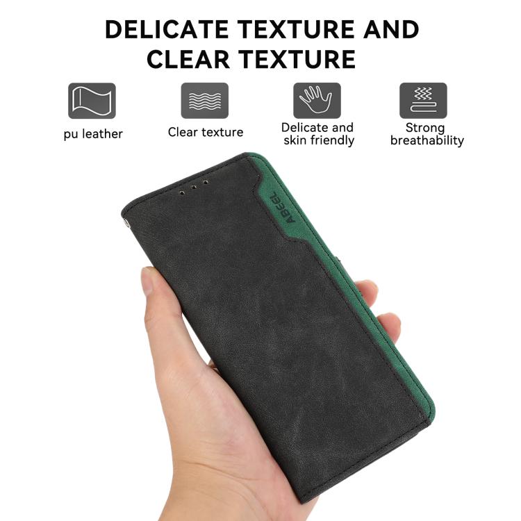 For iPhone 17 Pro ABEEL Color Block Magnetic RFID Leather Phone Case(Black-Green) - free shipping - PMc TechLife - Order now!