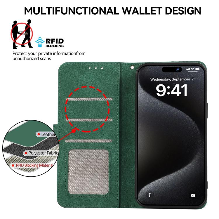 For iPhone 17 Pro ABEEL Color Block Magnetic RFID Leather Phone Case(Green-Black) - free shipping - PMc TechLife - Order now!