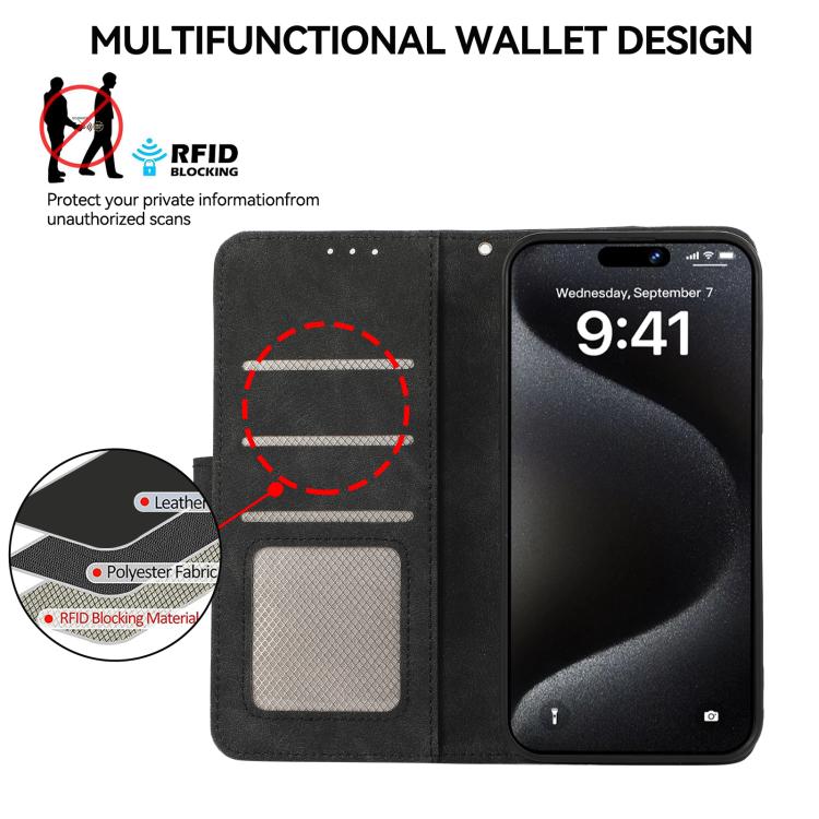 For iPhone 17 Pro Max ABEEL Color Block Magnetic RFID Leather Phone Case(Black-Green) - free shipping - PMc TechLife - Order now!