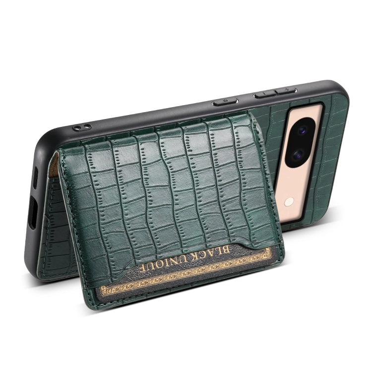 For Google Pixel 8a Crocodile Texture Card Bag Design Full Coverage Phone Case(Green) - Google Cases by PMC TechLife | Online Shopping South Africa | PMC TechLife | Buy Now Pay Later Mobicred