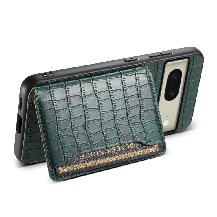 For Google Pixel 8 Crocodile Texture Card Bag Design Full Coverage Phone Case(Green) - Google Cases by PMC TechLife | Online Shopping South Africa | PMC TechLife | Buy Now Pay Later Mobicred