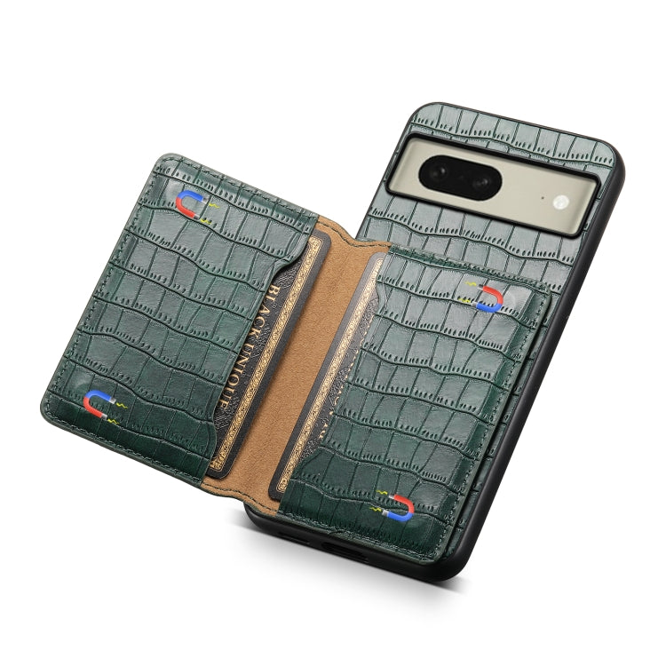 For Google Pixel 8 Crocodile Texture Card Bag Design Full Coverage Phone Case(Green) - Google Cases by PMC TechLife | Online Shopping South Africa | PMC TechLife | Buy Now Pay Later Mobicred