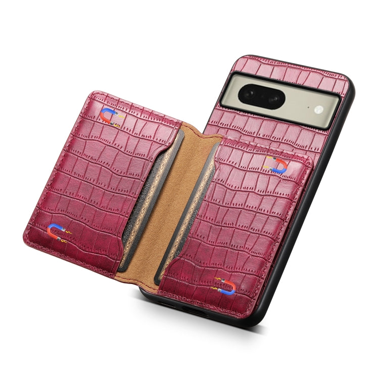 For Google Pixel 8 Crocodile Texture Card Bag Design Full Coverage Phone Case(Red) - Google Cases by PMC TechLife | Online Shopping South Africa | PMC TechLife | Buy Now Pay Later Mobicred