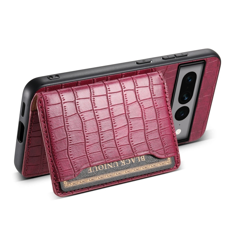 For Google Pixel 7 Pro 5G Crocodile Texture Card Bag Design Full Coverage Phone Case(Red) - Google Cases by PMC Jewellery | Online Shopping South Africa | PMC Jewellery | Buy Now Pay Later Mobicred