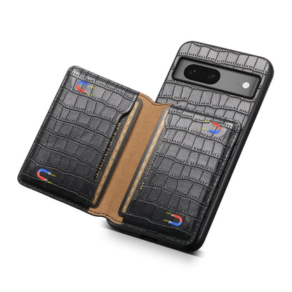 For Google Pixel 7 5G Crocodile Texture Card Bag Design Full Coverage Phone Case(Black) - Google Cases by PMC Jewellery | Online Shopping South Africa | PMC Jewellery | Buy Now Pay Later Mobicred