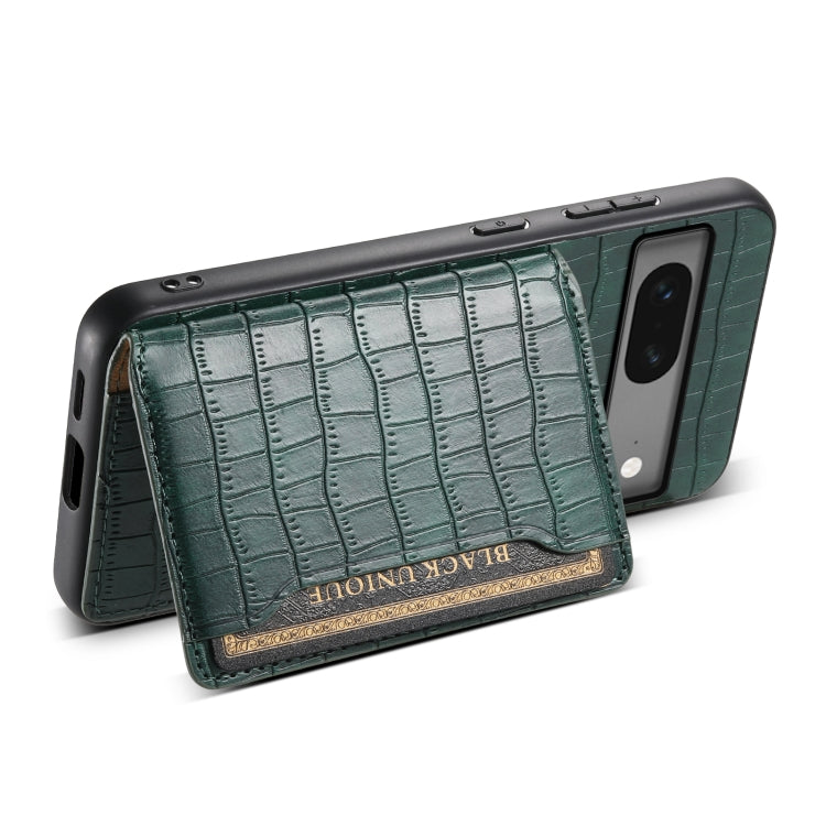 For Google Pixel 7 5G Crocodile Texture Card Bag Design Full Coverage Phone Case(Green) - Google Cases by PMC TechLife | Online Shopping South Africa | PMC TechLife | Buy Now Pay Later Mobicred