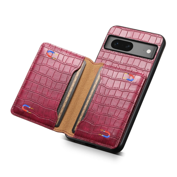 For Google Pixel 7 5G Crocodile Texture Card Bag Design Full Coverage Phone Case(Red) - Google Cases by PMC Jewellery | Online Shopping South Africa | PMC Jewellery | Buy Now Pay Later Mobicred