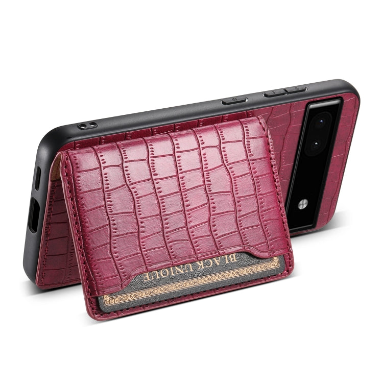 For Google Pixel 6a Crocodile Texture Card Bag Design Full Coverage Phone Case(Red) - Google Cases by PMC Jewellery | Online Shopping South Africa | PMC Jewellery | Buy Now Pay Later Mobicred