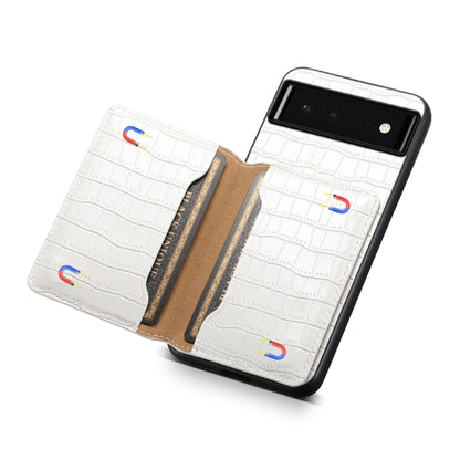 For Google Pixel 6 Crocodile Texture Card Bag Design Full Coverage Phone Case(White) - Google Cases by PMC Jewellery | Online Shopping South Africa | PMC Jewellery | Buy Now Pay Later Mobicred