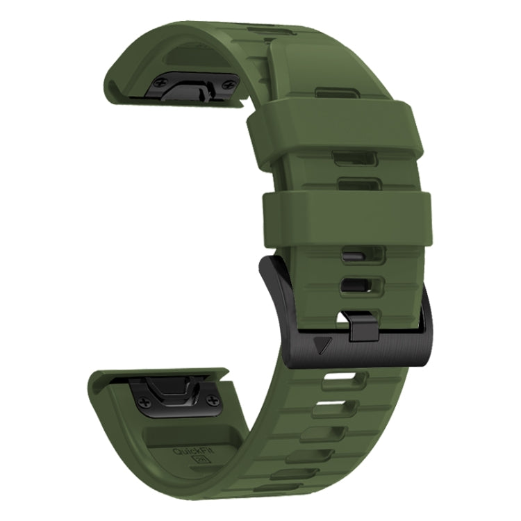 For Garmin Fenix 7 Pro 22mm Solid Color Steel Buckle Silicone Quick Release Watch Band(Army Green) - Watch Bands by PMC TechLife | Online Shopping South Africa | PMC TechLife