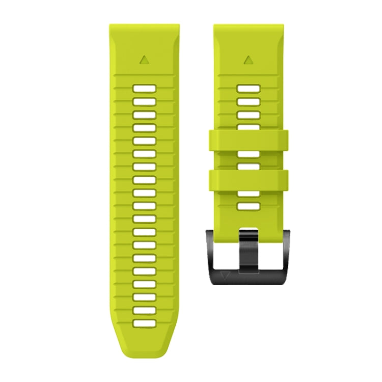 For Garmin Fenix 7 Pro 22mm Solid Color Steel Buckle Silicone Quick Release Watch Band(Lime Green) - Watch Bands by PMC TechLife | Online Shopping South Africa | PMC TechLife
