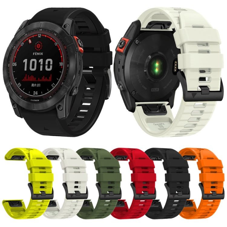 For Garmin Fenix 7 Pro 22mm Solid Color Steel Buckle Silicone Quick Release Watch Band(Black) - Watch Bands by PMC TechLife | Online Shopping South Africa | PMC TechLife