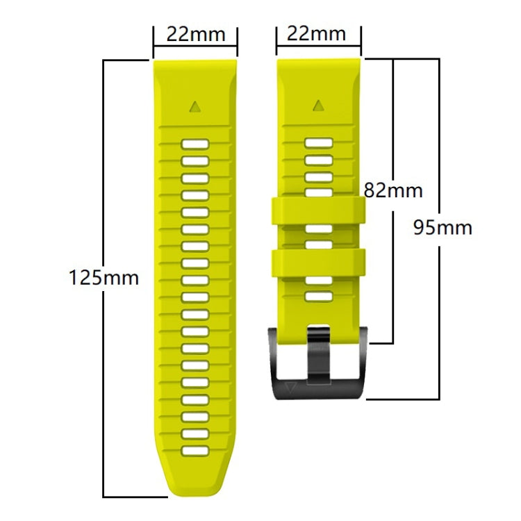 For Garmin Fenix 7 Pro 22mm Solid Color Steel Buckle Silicone Quick Release Watch Band(Lime Green) - Watch Bands by PMC TechLife | Online Shopping South Africa | PMC TechLife