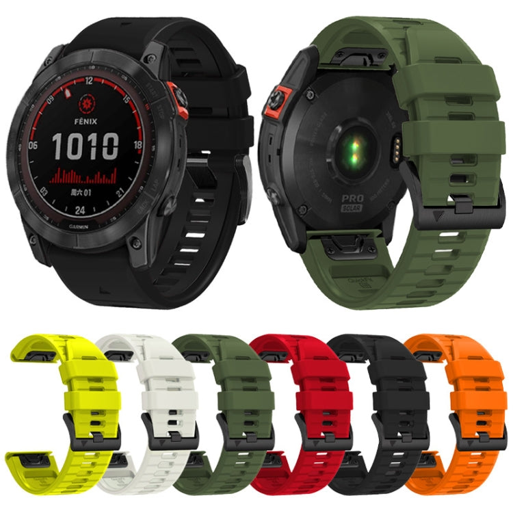 For Garmin Fenix 7X 26mm Solid Color Steel Buckle Silicone Quick Release Watch Band(Black) - free shipping - PMC TechLife - Order now!