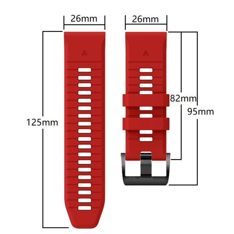 For Garmin Fenix 7X 26mm Solid Color Steel Buckle Silicone Quick Release Watch Band(Red) - Watch Bands by PMC TechLife | Online Shopping South Africa | PMC TechLife