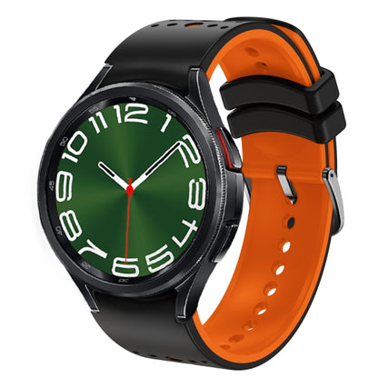 For Samsung Galaxy Watch 6 Two Color Silicone Watch Band(Black Orange) - Watch Bands by PMC Jewellery | Online Shopping South Africa | PMC Jewellery