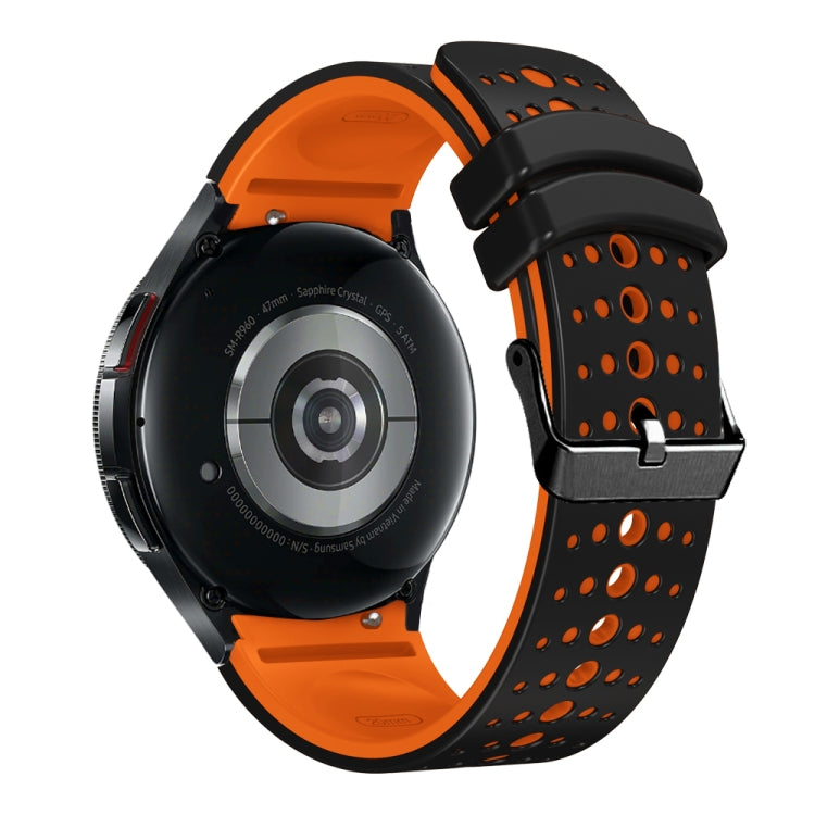 For Samsung Galaxy Watch 6 Two Color Silicone Watch Band(Black Orange) - Watch Bands by PMC TechLife | Online Shopping South Africa | PMC TechLife