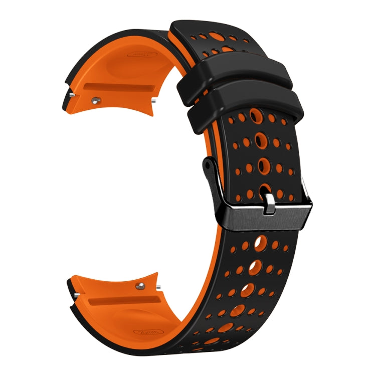 For Samsung Galaxy Watch 6 Two Color Silicone Watch Band(Black Orange) - Watch Bands by PMC TechLife | Online Shopping South Africa | PMC TechLife
