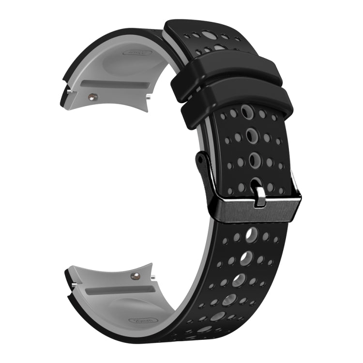 For Samsung Galaxy Watch 6 Two Color Silicone Watch Band(Black Grey) - Watch Bands by PMC TechLife | Online Shopping South Africa | PMC TechLife
