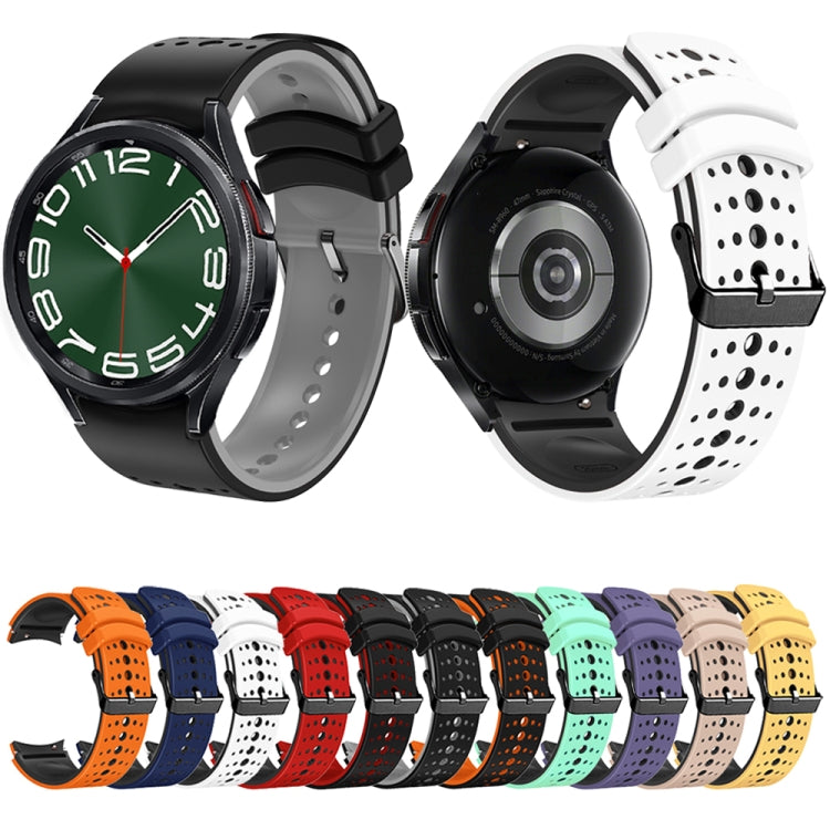 For Samsung Galaxy Watch 6 Two Color Silicone Watch Band(Black Orange) - Watch Bands by PMC TechLife | Online Shopping South Africa | PMC TechLife