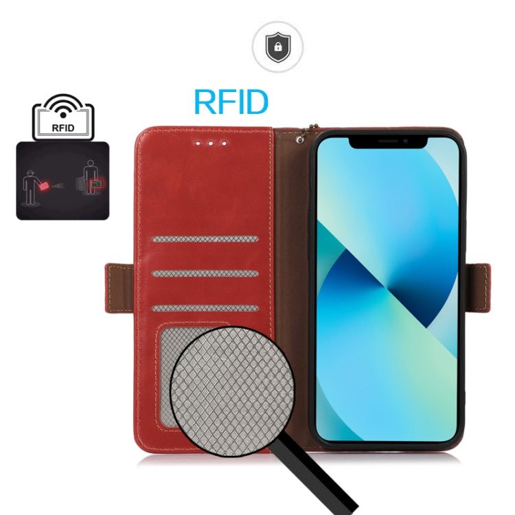 For Google Pixel 9 Crazy Horse Top Layer Cowhide Leather Phone Case(Red) - Google Cases by PMC TechLife | Online Shopping South Africa | PMC TechLife | Buy Now Pay Later Mobicred