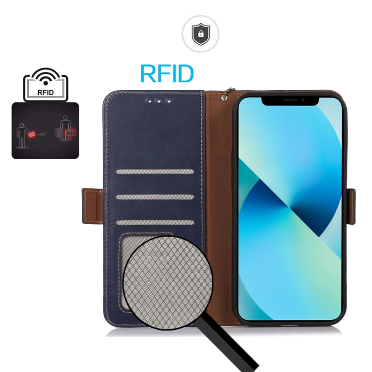 For Google Pixel 9 Crazy Horse Top Layer Cowhide Leather Phone Case(Blue) - Google Cases by PMC TechLife | Online Shopping South Africa | PMC TechLife | Buy Now Pay Later Mobicred