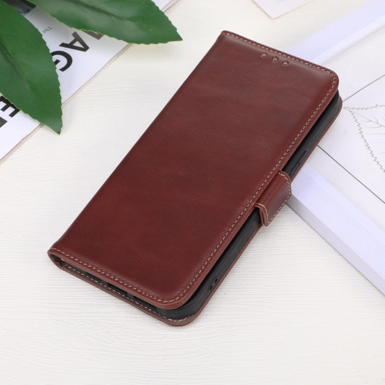 For Google Pixel 9 Crazy Horse Top Layer Cowhide Leather Phone Case(Brown) - Google Cases by PMC TechLife | Online Shopping South Africa | PMC TechLife | Buy Now Pay Later Mobicred