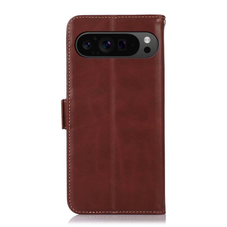 For Google Pixel 9 Pro Crazy Horse Top Layer Cowhide Leather Phone Case(Brown) - Google Cases by PMC TechLife | Online Shopping South Africa | PMC TechLife | Buy Now Pay Later Mobicred