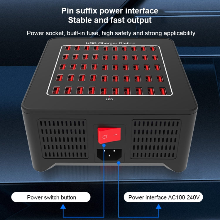 YFY-A77 250W 50 Ports USB Smart Charging Station(UK Plug) - Multifunction Charger by PMC Jewellery | Online Shopping South Africa | PMC Jewellery | Buy Now Pay Later Mobicred