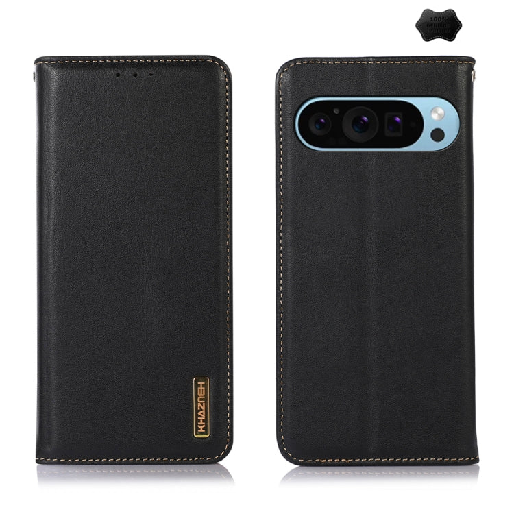 For Google Pixel 10 / 9 KHAZNEH Nappa Top Layer Cowhide Leather Phone Case(Black) - Google Cases by PMC TechLife | Online Shopping South Africa | PMC TechLife | Buy Now Pay Later Mobicred