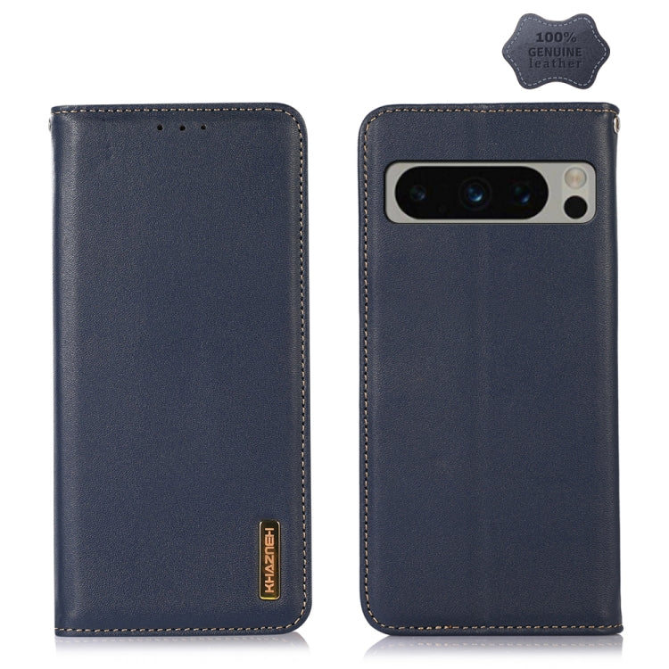 For Google Pixel 10 Pro / 9 Pro KHAZNEH Nappa Top Layer Cowhide Leather Phone Case(Blue) - Google Cases by PMC TechLife | Online Shopping South Africa | PMC TechLife | Buy Now Pay Later Mobicred